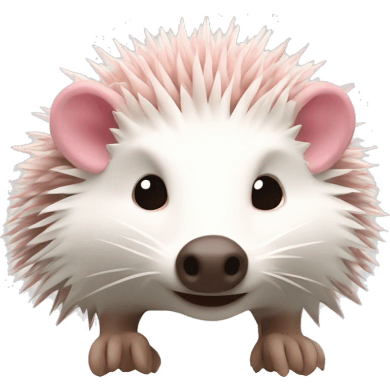 Hedgehog white creamy quills one pink ear one brown ear different colored ears emoji