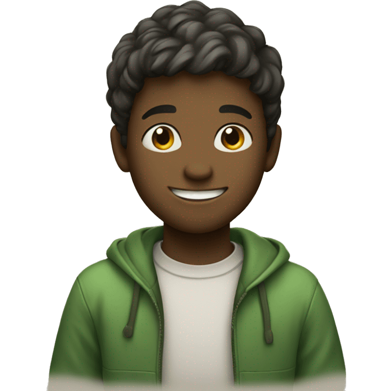 boy with an apple smiling emoji