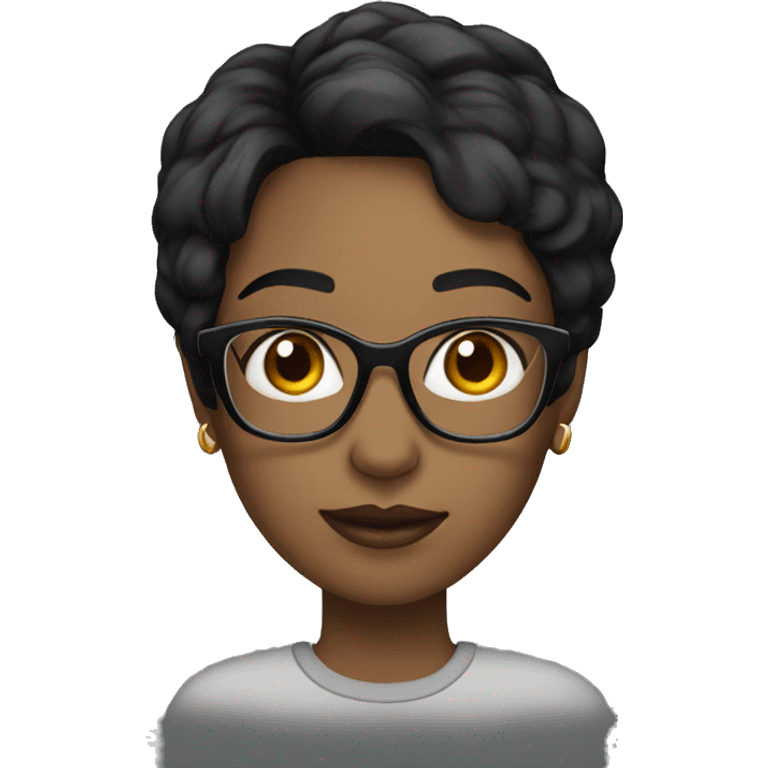 black short hair woman glasses emoji