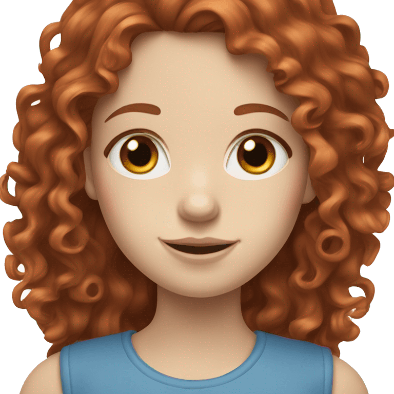 long curly red/brown haired girl with blue eyes and pale skin  emoji