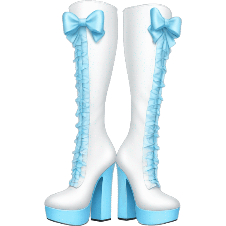 White thigh high boots with baby blue bows no legs emoji