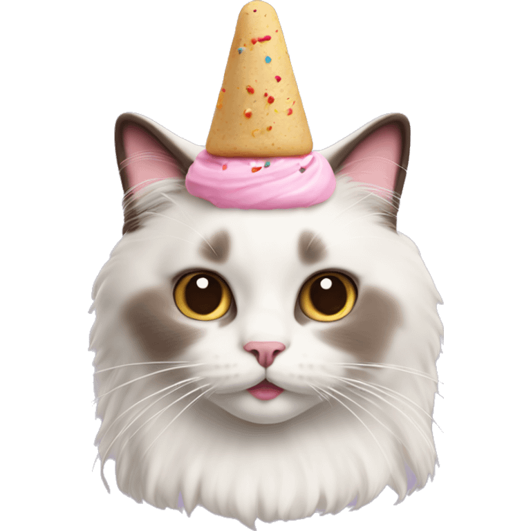 Ragdoll cat with icecream on head and sprinkles  emoji