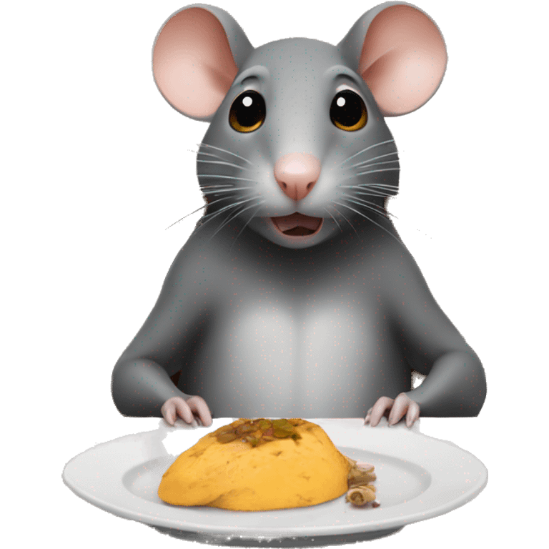 Rat sitting at the End of a dinner table emoji