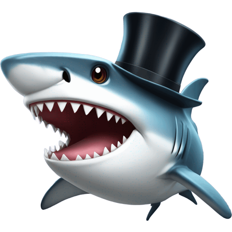 Shark with a top hat emoji