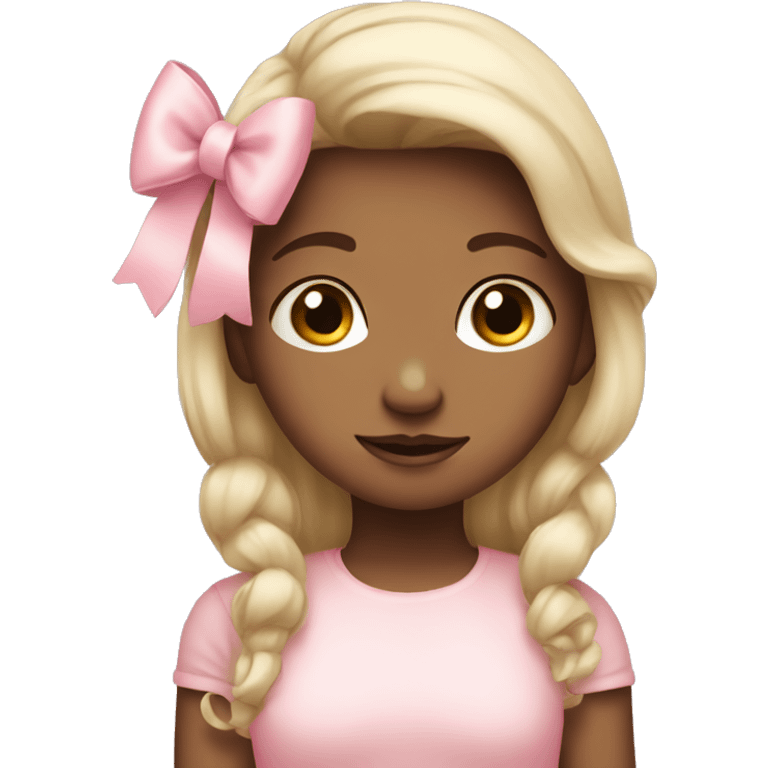 Shy girl with pastel pink bow emoji