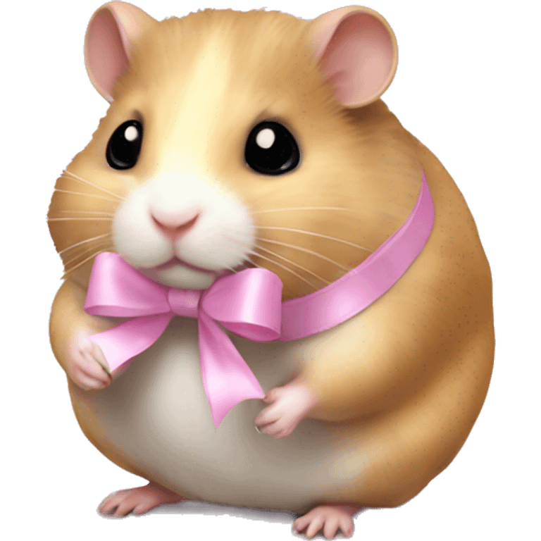 full body hamster with light pink ribbon bow emoji