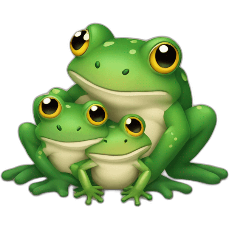 a big frog and a small frog are hugging emoji