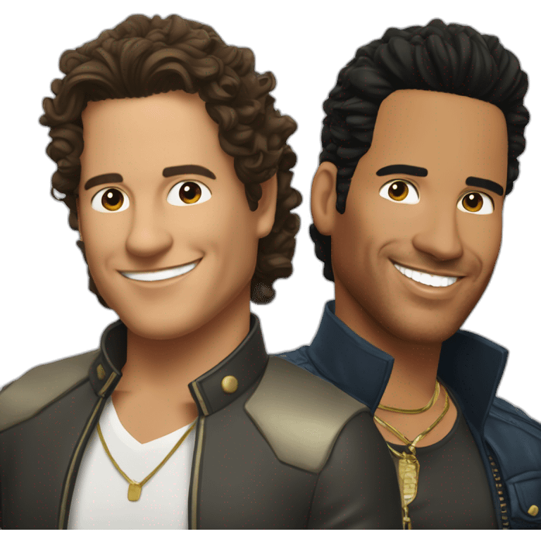 Carlos vives with a guy who looks like Romeo Santos emoji