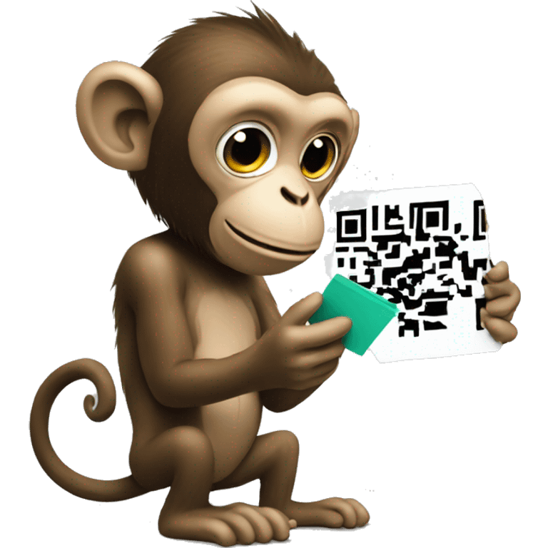 Monkey scanning a QR code emoji