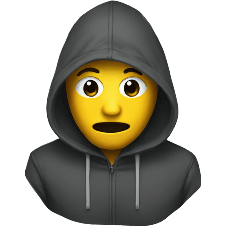 man in hoodie, with a mask emoji