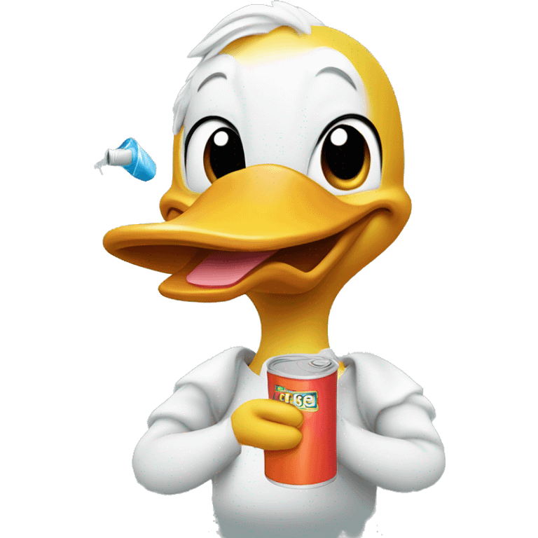 cartoon Duck doing a spit take holding a juice box emoji