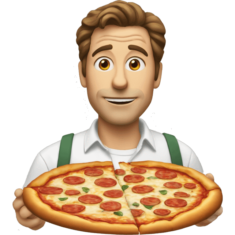 Bateman eats pizza emoji