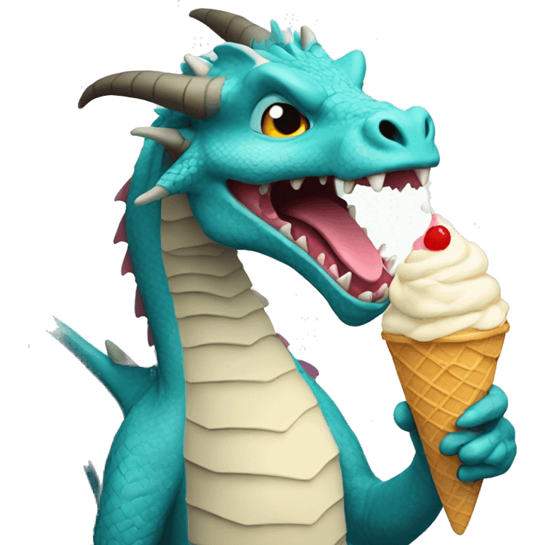 Dragon eating ice cream emoji