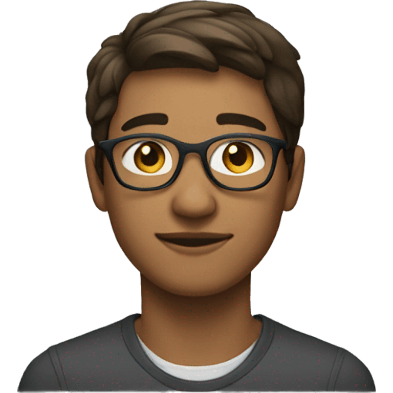 A slightly brown young man wearing glasses and a h emoji