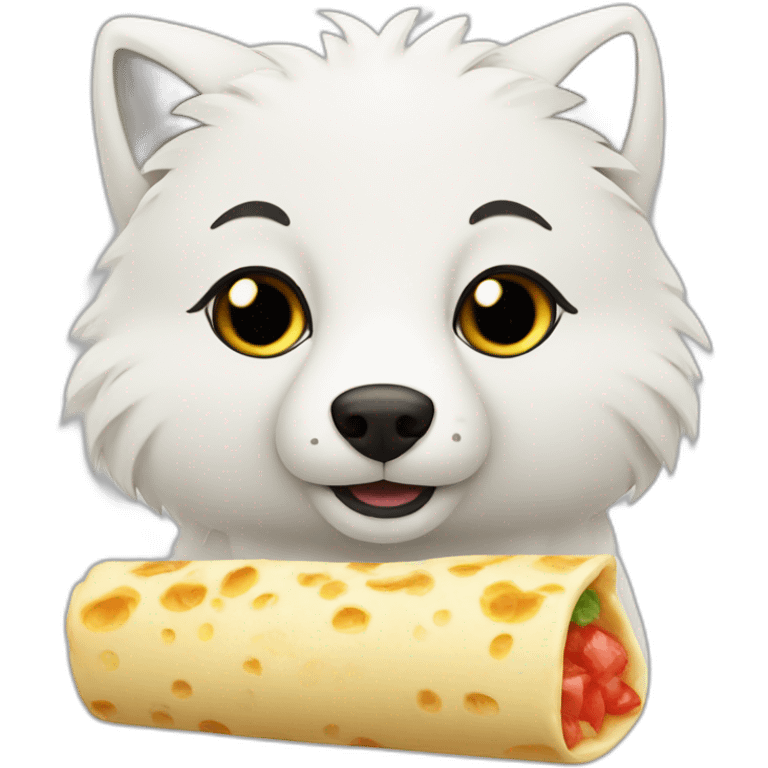 Arctic fox eating a cheese burrito emoji