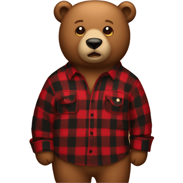 Big bear in a Buffalo plaid flannel shirt  emoji