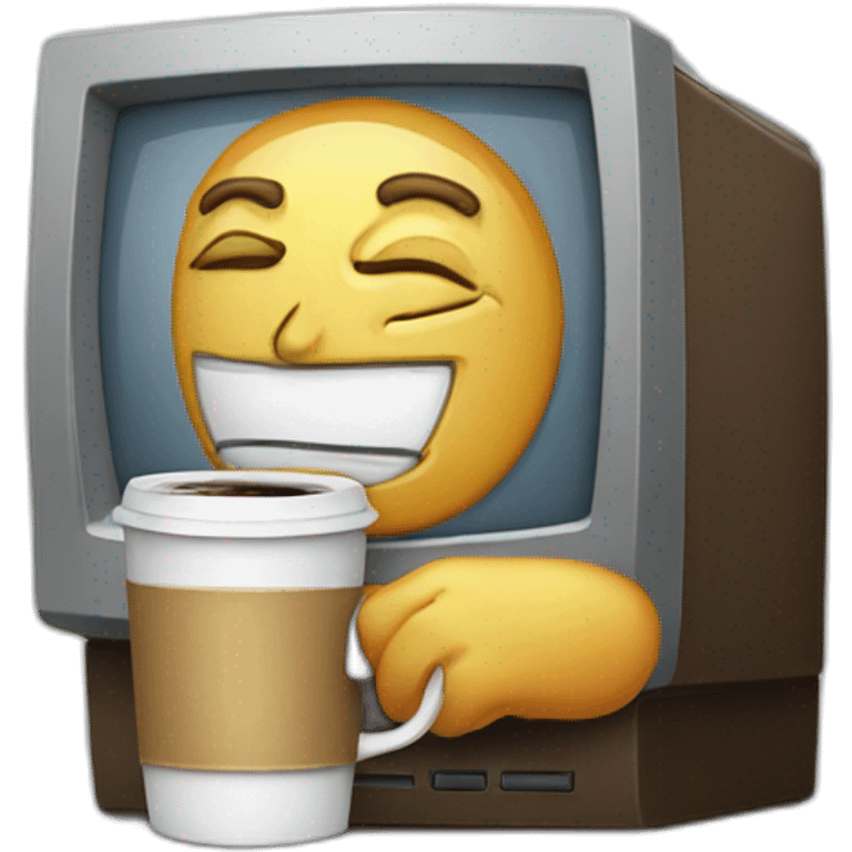 sleepy old computer drinking coffee emoji