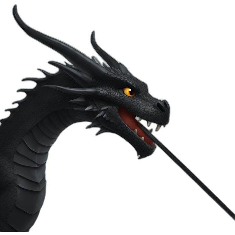 black Dragon with spear, human face emoji