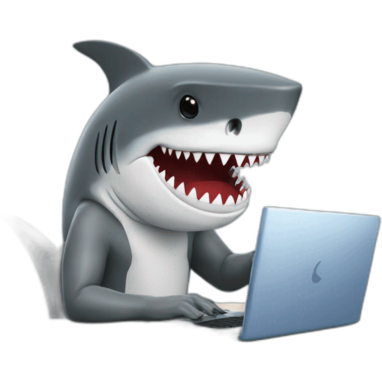 Shark hacker with laptop  emoji