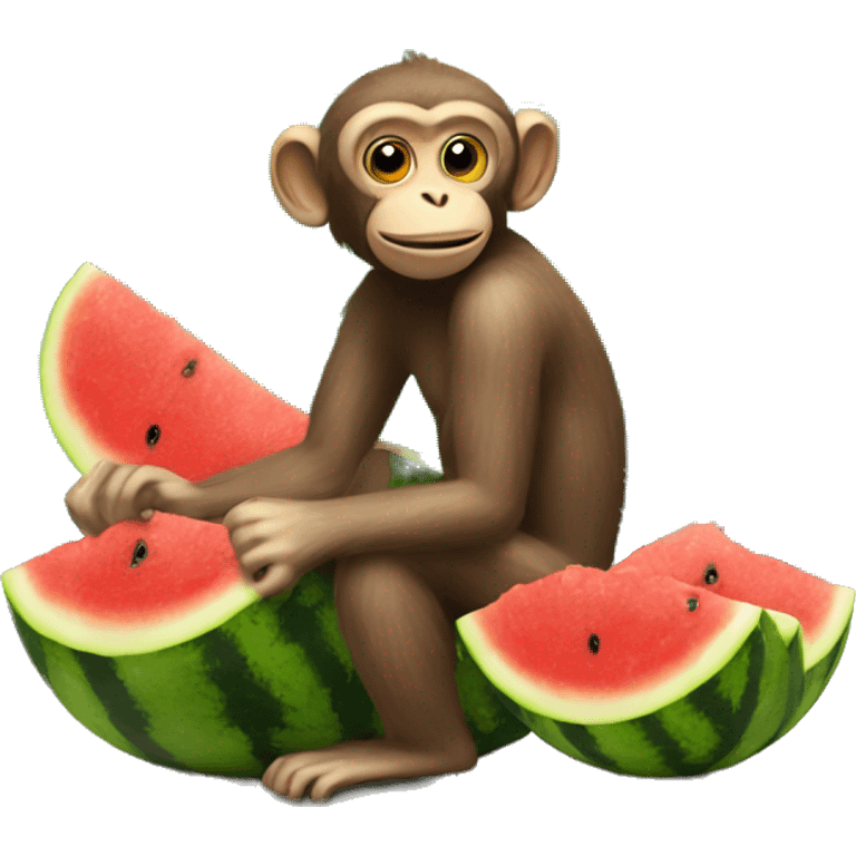 Monkey with watermelon in front of a truck emoji