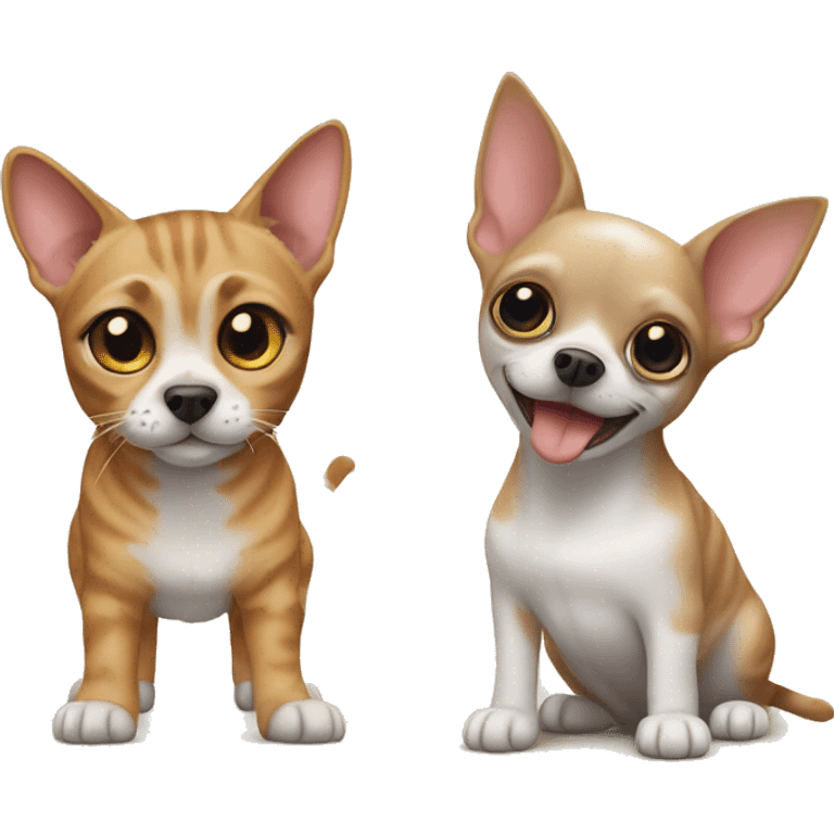 Tabby cat and chihuahua dog emoji