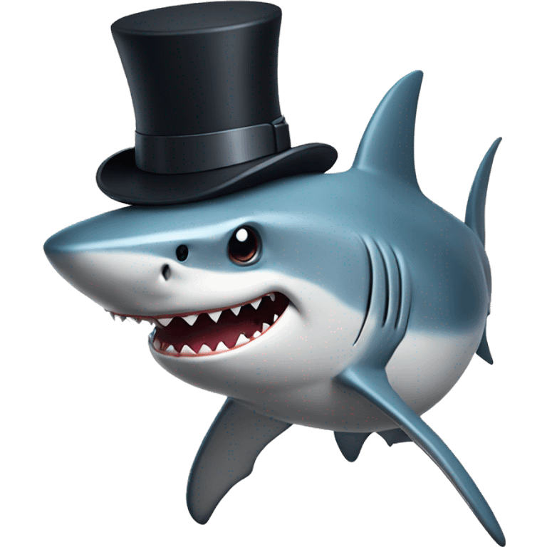 Shark with a top hat emoji