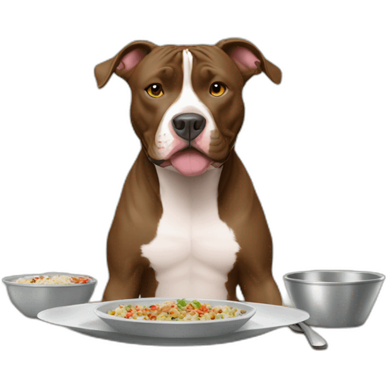 Pit bull waiting for dinner emoji