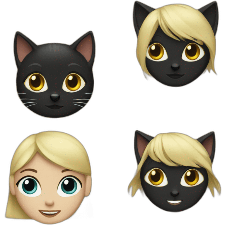 blond woman and black cat emoji