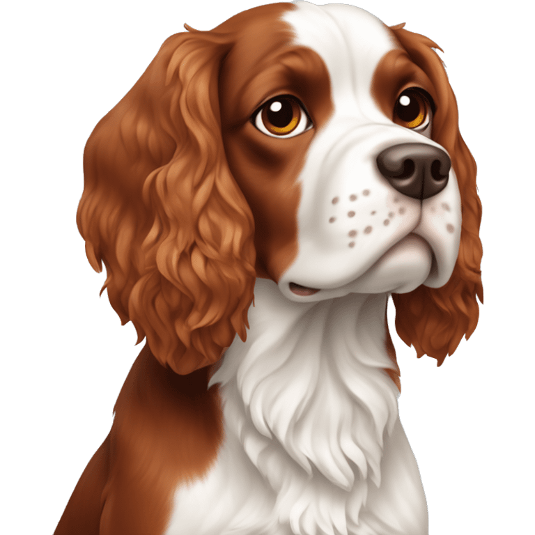 Red and white french britanny spaniel dog emoji