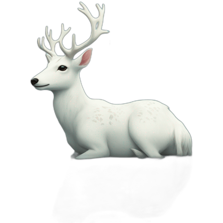 White deer dreaming in the lake emoji