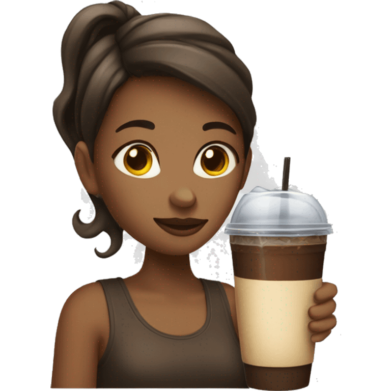 a girl drinking a cup of iced coffee emoji