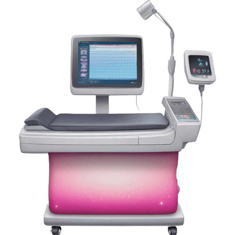 Pink ombre ultrasound machine with glitter emoji