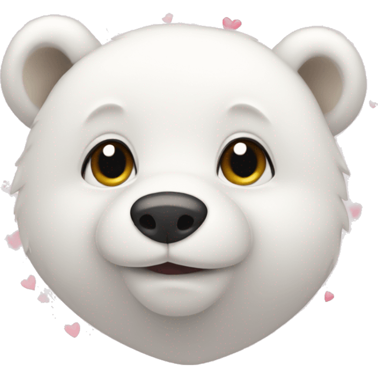 cute white bear with hearts emoji