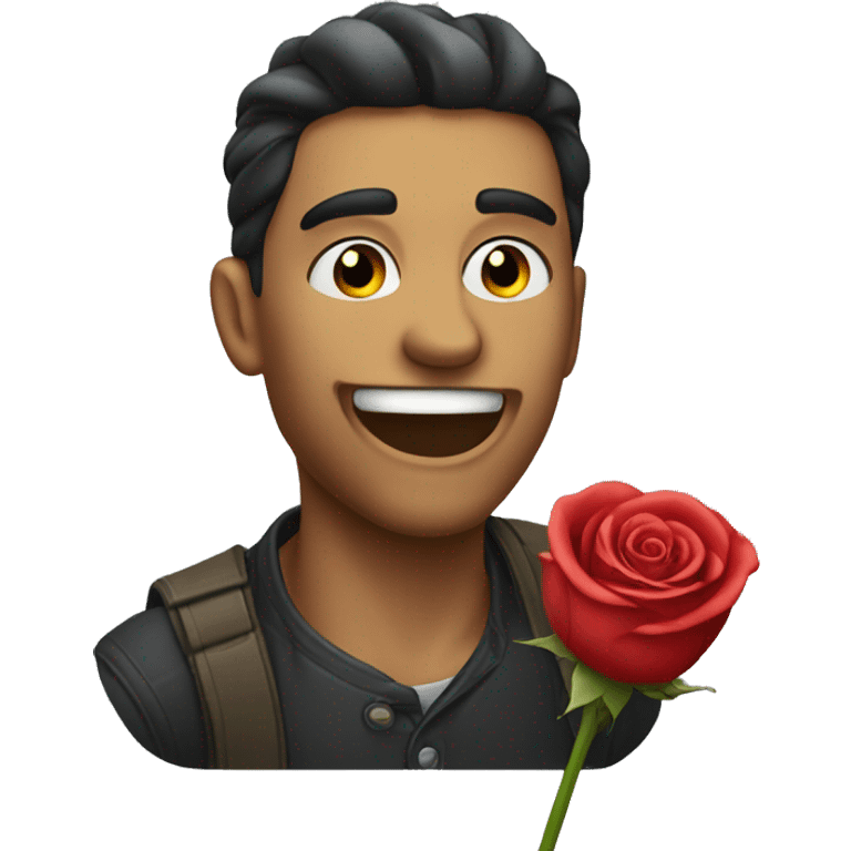 smirk man bite a rose  emoji