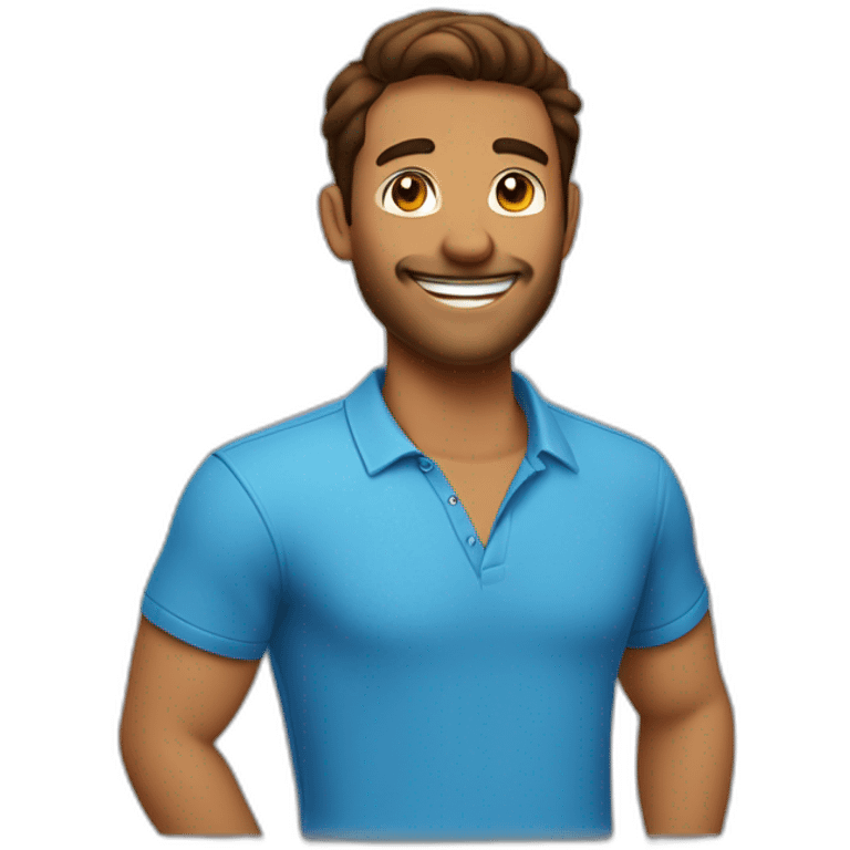 smiling guy in blue shirt color canela sin barba emoji