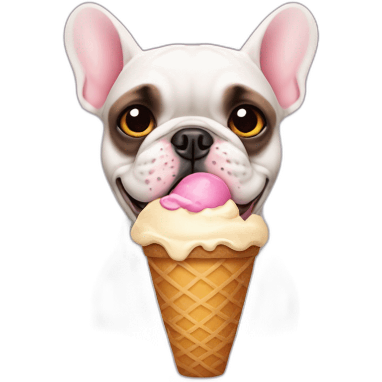 French bulldog with ice cream emoji