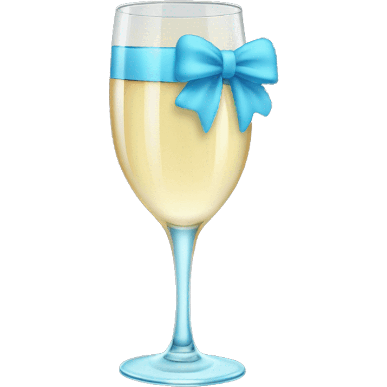 Champagne glass with light blue bow on stem emoji