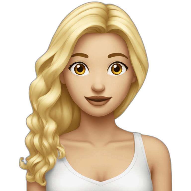 Fille blonde cheveux long lisse yeux bleus emoji