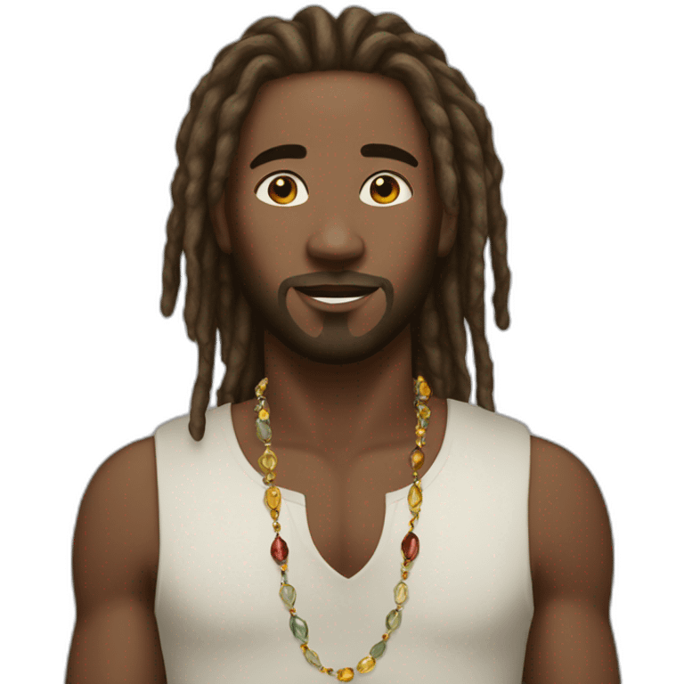 A spiritual guy with locs and crystals emoji