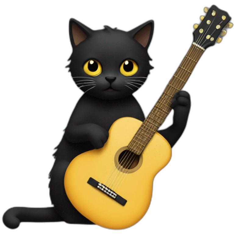 un chat noir qui fait de la guitare emoji