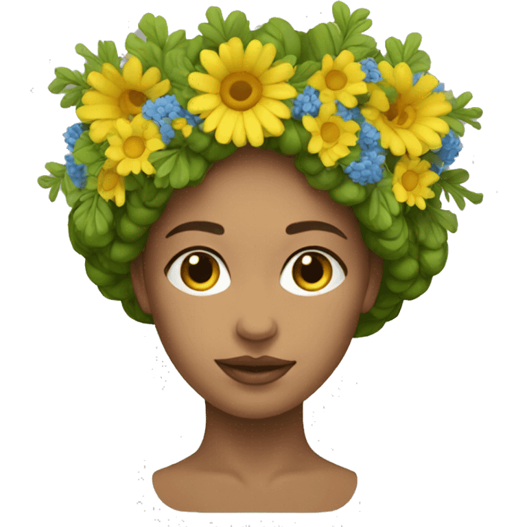 woman with ukrainian wreath on her head emoji