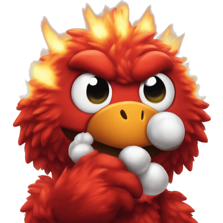 Elmo Legendary Pokémon:
Emberino
A playful Fire/Psychic-type, Emberino has a warm, red fur and a cheerful disposition. With the ability *Heartfelt Glow,* it can heal allies in battle.  emoji