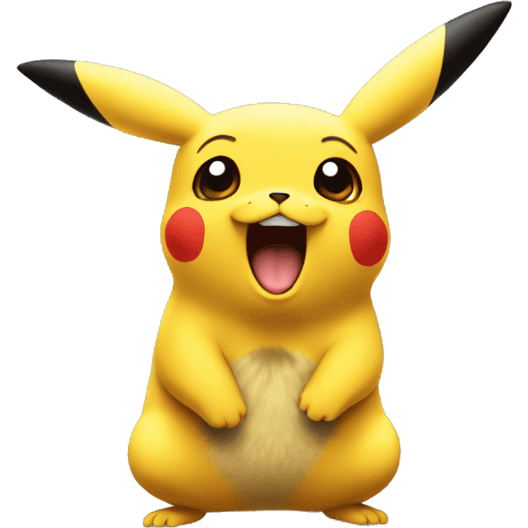 a singular surprised pikachu, in the style of a cartoon targeted towards grown men, realistic emoji