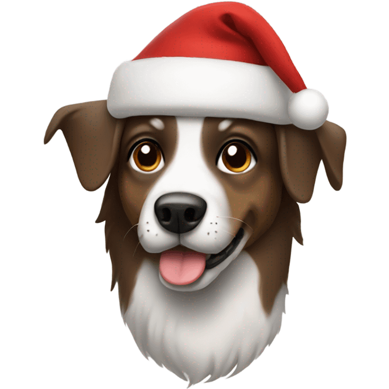 Dog wearing a Santa hat emoji