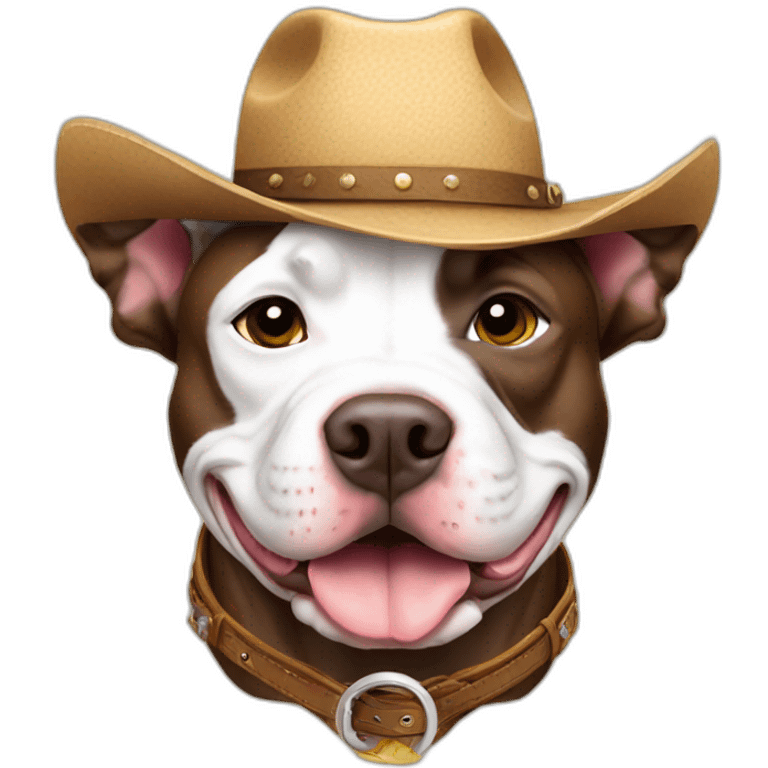 Pitbull wearing cowboy hat emoji