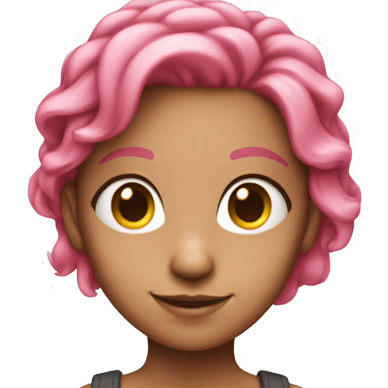 smiling girl with pink hair emoji