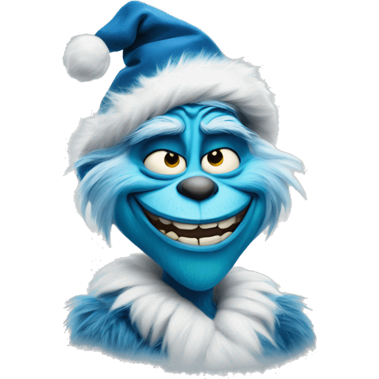 smirking blue grinch high emoji