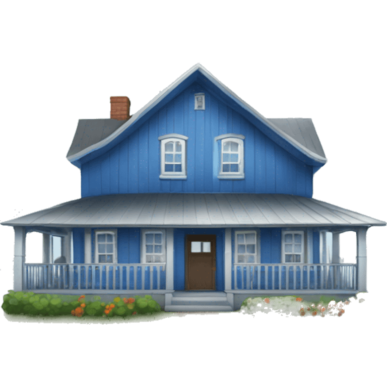 Blue & silver colored Farm house.  emoji