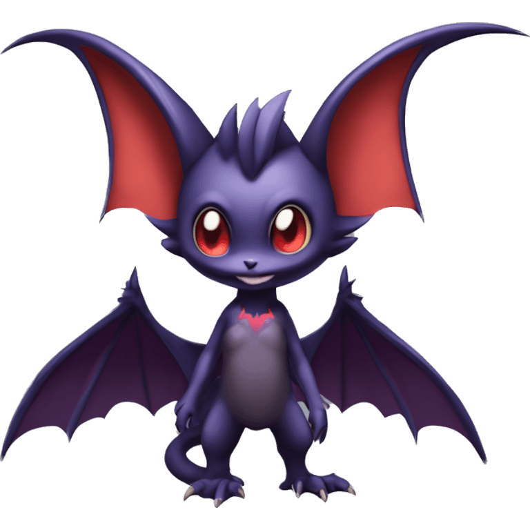  Anthro Kawaii Edgy Cool Vampiric Demonic Beautiful Noivern-Noibat-Litten with big Bat Ears full body emoji