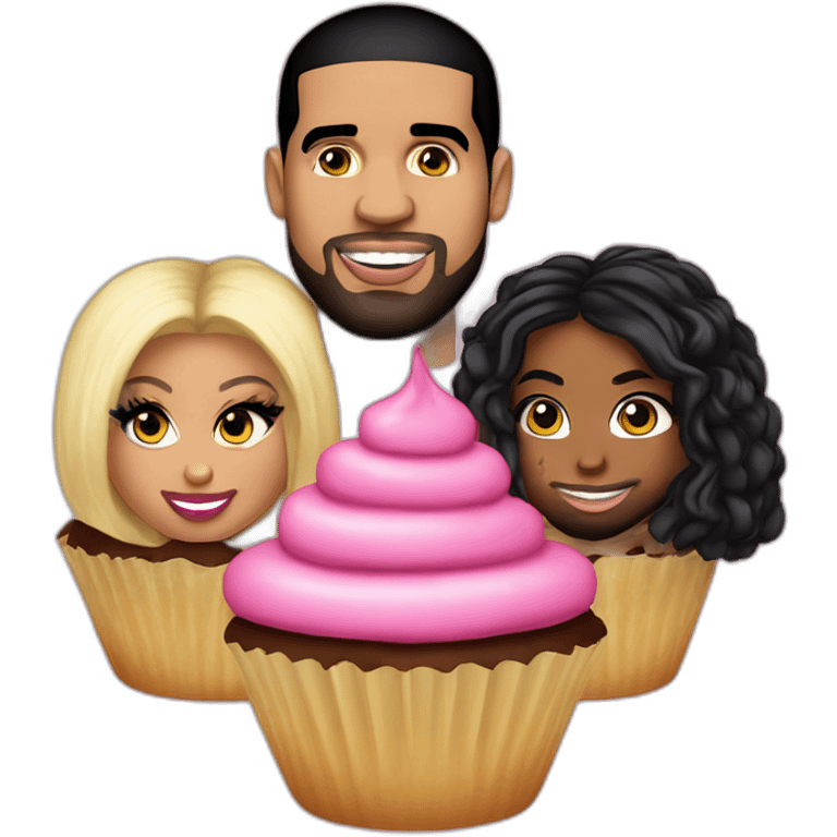 Nicki minaj , drake and lil wayne , cupcake emoji